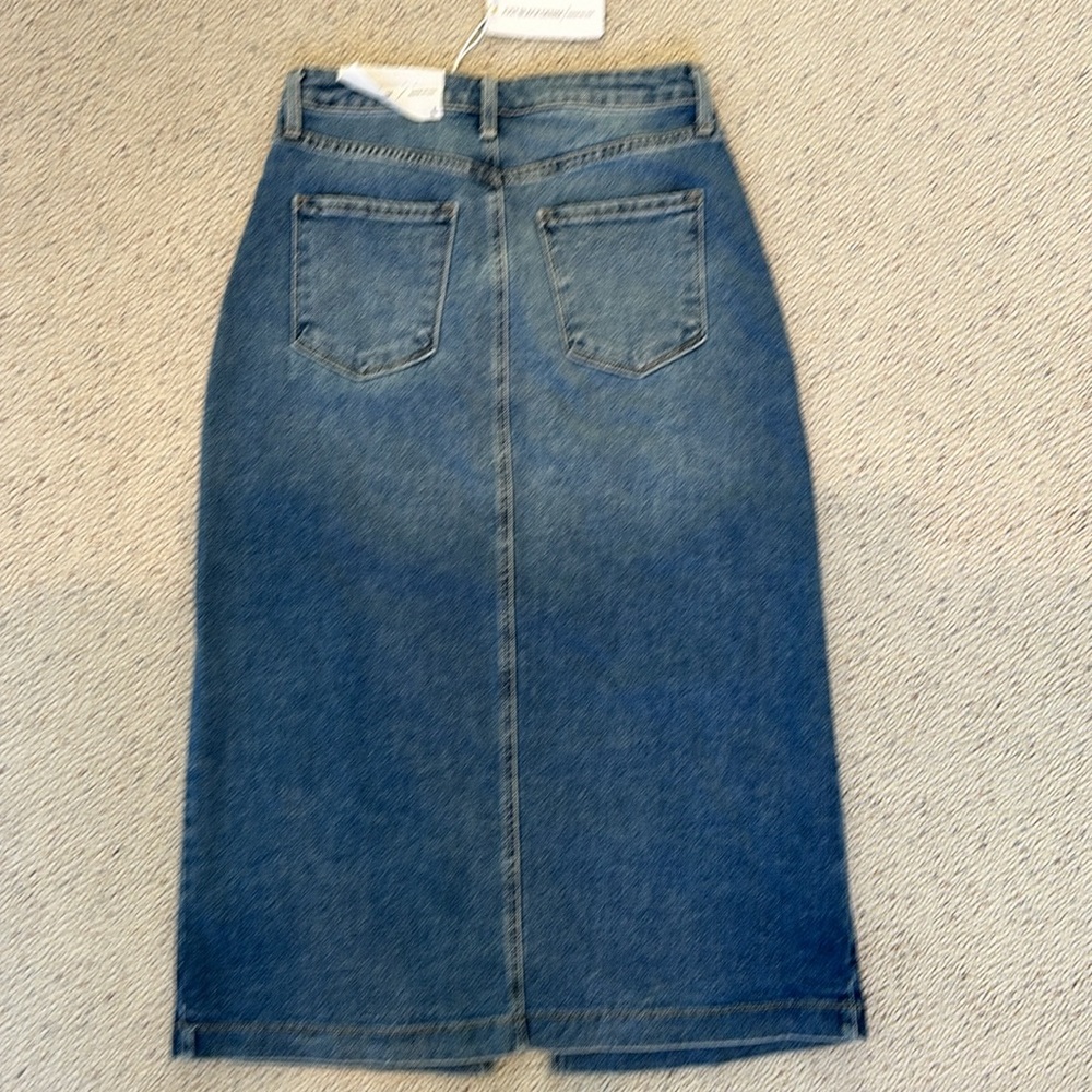 NWT Just Black Women’s Denim Maxi Skirt with front slit - Picture 3 of 6